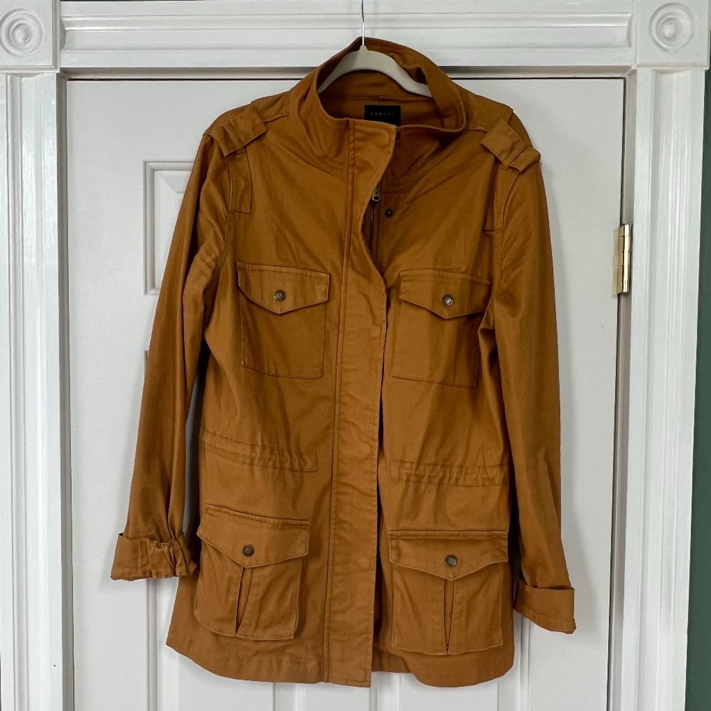 Tinsel Mustard Yellow Denim Cargo Jacket (Zip-Up)- LARGE